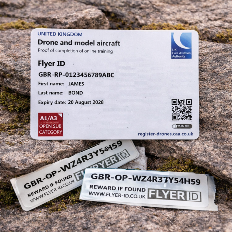 CAA Flyer ID Card & 5 x Operator ID Sticker Bundle